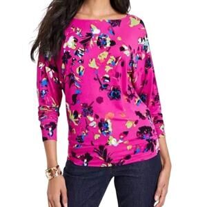 INC International Concepts Draped-Shoulder Boat-Neck Top in Purple Avery Combo